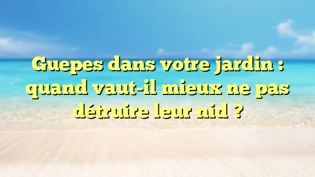 Guepes dans votre jardin : quand vaut-il mieux ne pas détruire leur nid ?