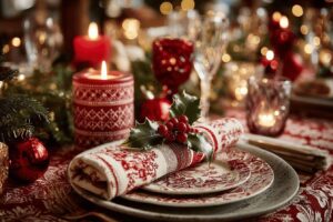 8 façons créatives d’adopter la nappe blanche et rouge dans votre déco festive