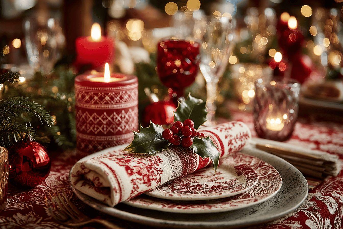8 façons créatives d’adopter la nappe blanche et rouge dans votre déco festive