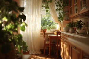 Transformez votre espace cuisine : 5 astuces déco avec des rideaux sous plan de travail